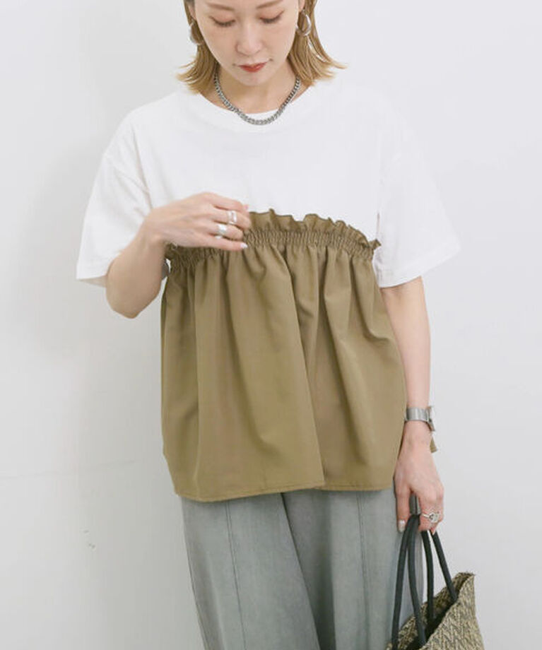 Samansa Mos2 blue「アソートドッキングプルオーバー」|Tシャツ・カットソー|