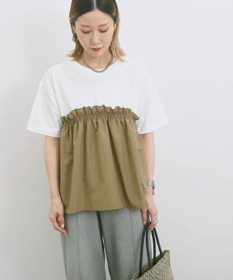 Samansa Mos2 blue「アソートドッキングプルオーバー」|Tシャツ・カットソー|