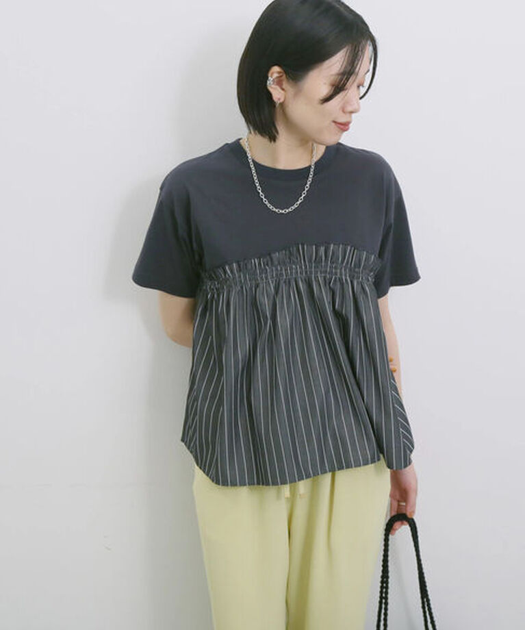 Samansa Mos2 blue「アソートドッキングプルオーバー」|Tシャツ・カットソー|
