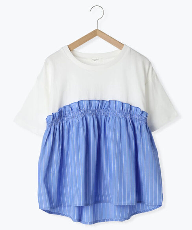 Samansa Mos2 blue「アソートドッキングプルオーバー」|Tシャツ・カットソー|