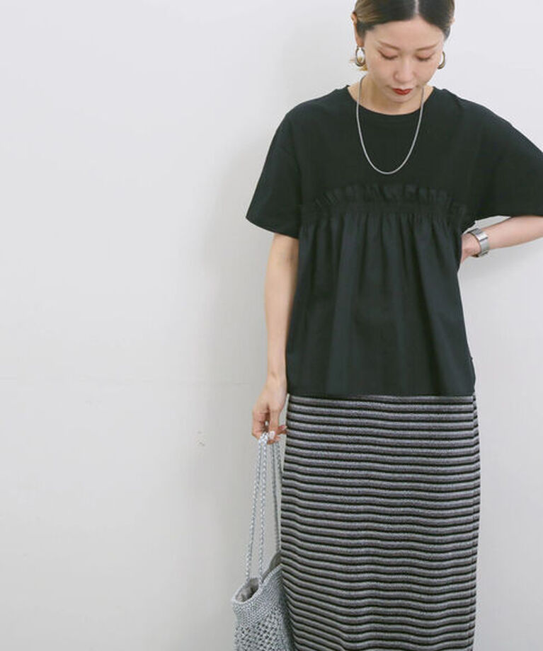 Samansa Mos2 blue「アソートドッキングプルオーバー」|Tシャツ・カットソー|