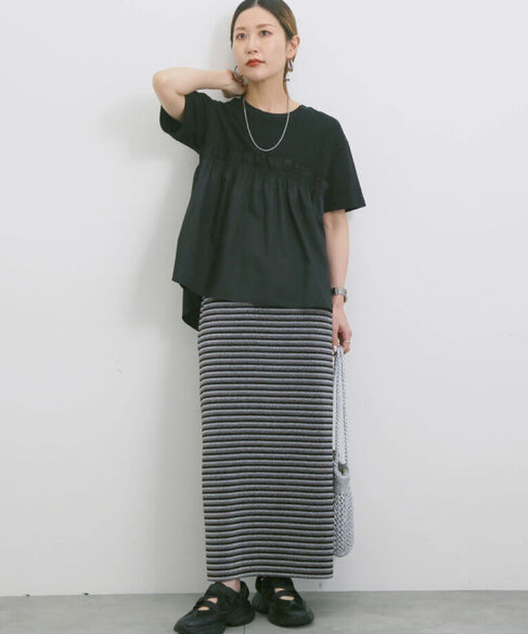 Samansa Mos2 blue「アソートドッキングプルオーバー」|Tシャツ・カットソー|