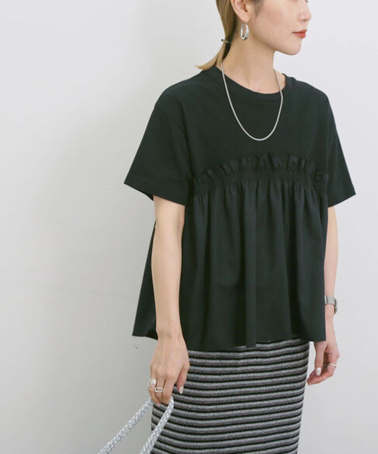 Samansa Mos2 blue「アソートドッキングプルオーバー」|Tシャツ・カットソー|