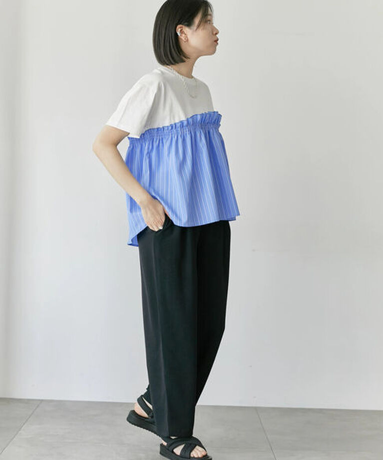 Samansa Mos2 blue「アソートドッキングプルオーバー」|Tシャツ・カットソー|