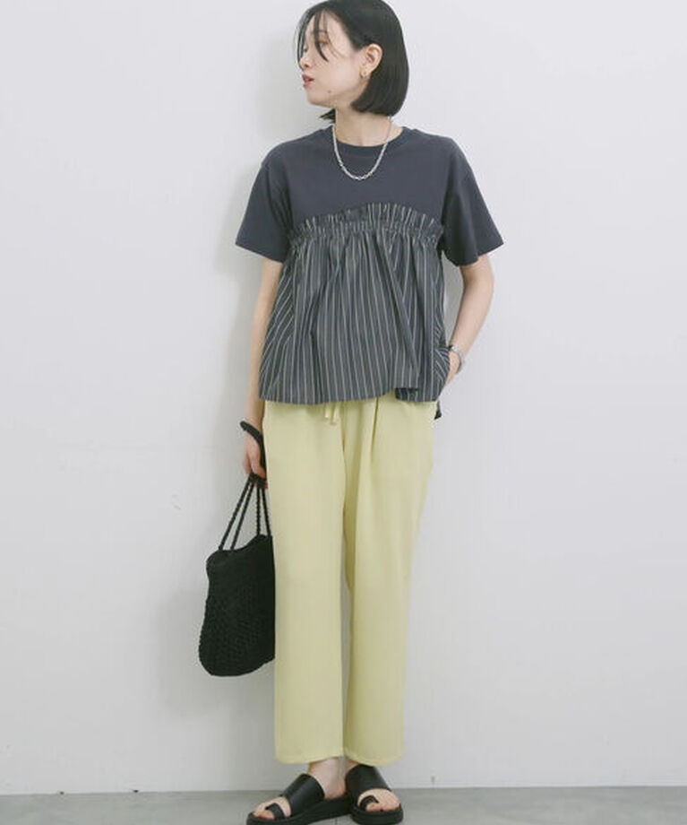 Samansa Mos2 blue「アソートドッキングプルオーバー」|Tシャツ・カットソー|