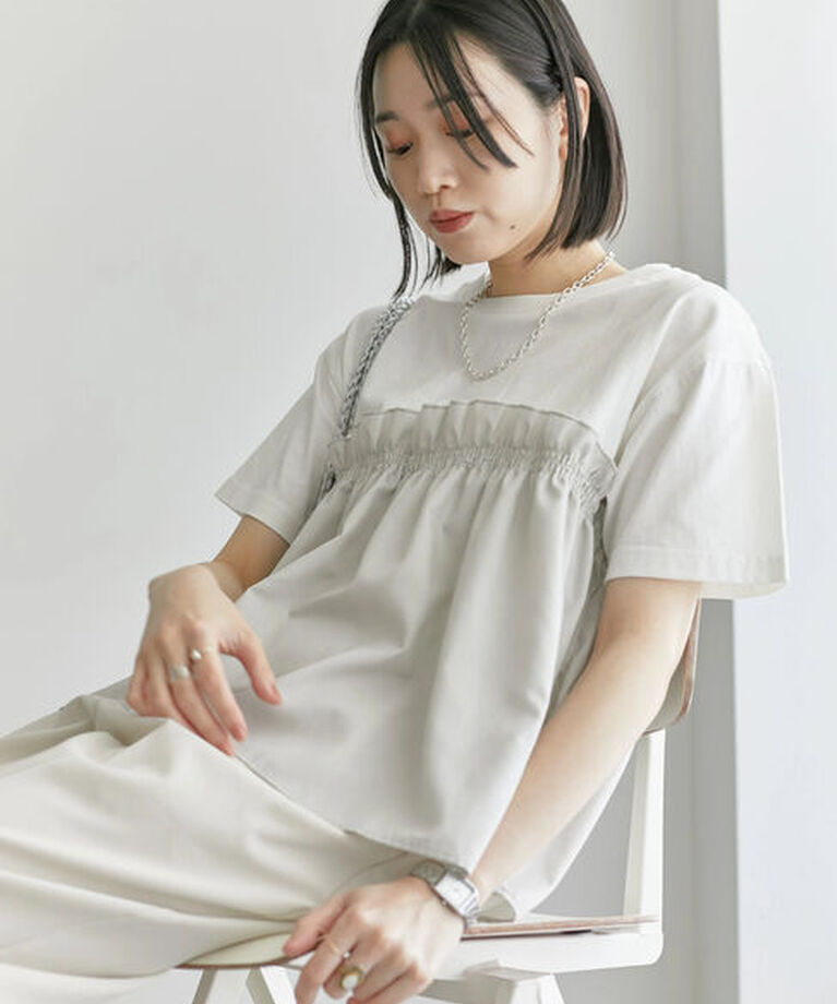 Samansa Mos2 blue「アソートドッキングプルオーバー」|Tシャツ・カットソー|