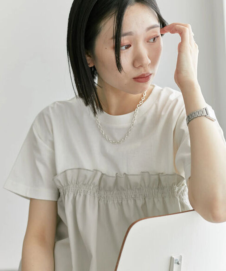 Samansa Mos2 blue「アソートドッキングプルオーバー」|Tシャツ・カットソー|