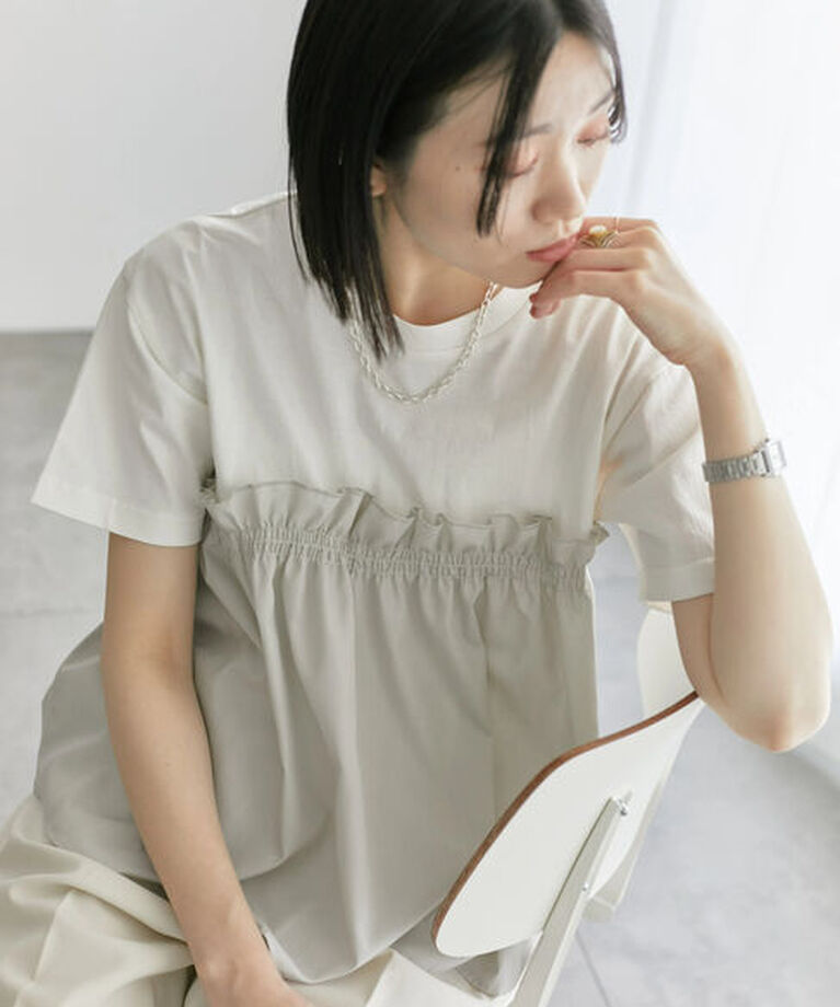 Samansa Mos2 blue「アソートドッキングプルオーバー」|Tシャツ・カットソー|
