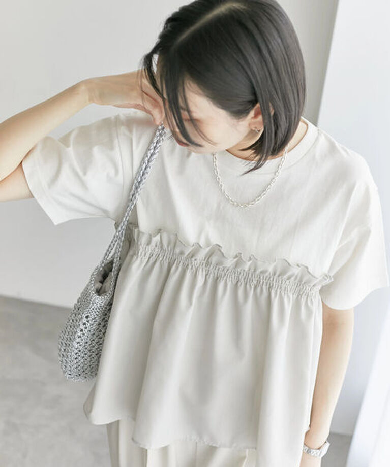 Samansa Mos2 blue「アソートドッキングプルオーバー」|Tシャツ・カットソー|