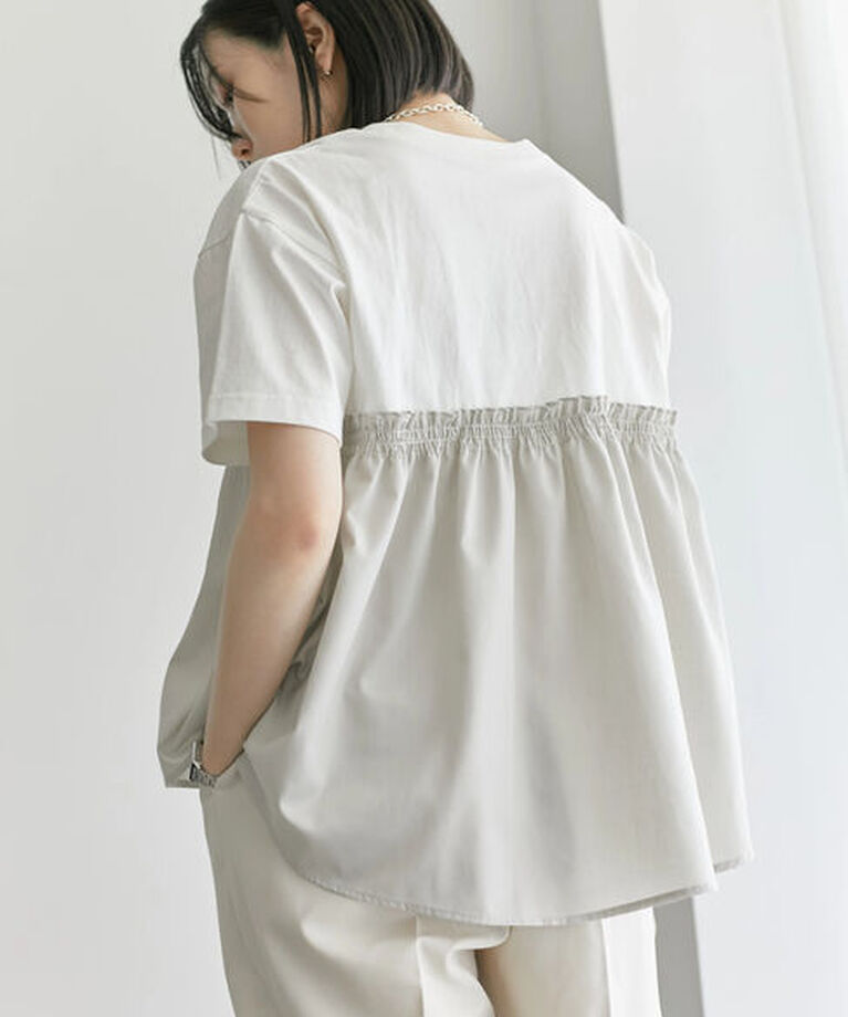 Samansa Mos2 blue「アソートドッキングプルオーバー」|Tシャツ・カットソー|