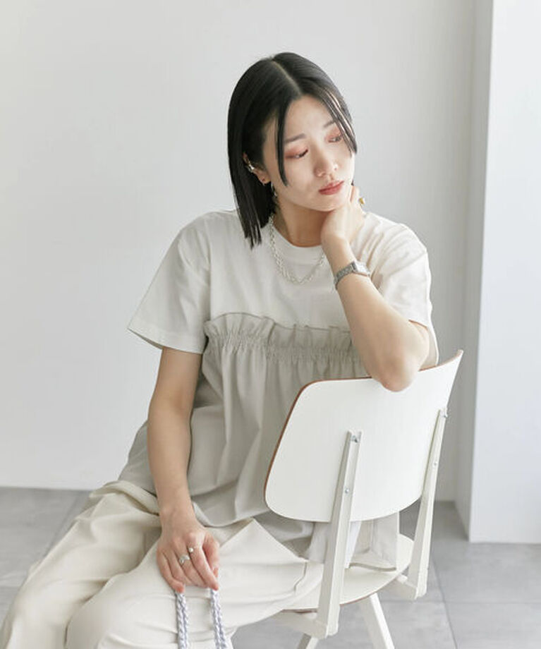 Samansa Mos2 blue「アソートドッキングプルオーバー」|Tシャツ・カットソー|Ｓグレー