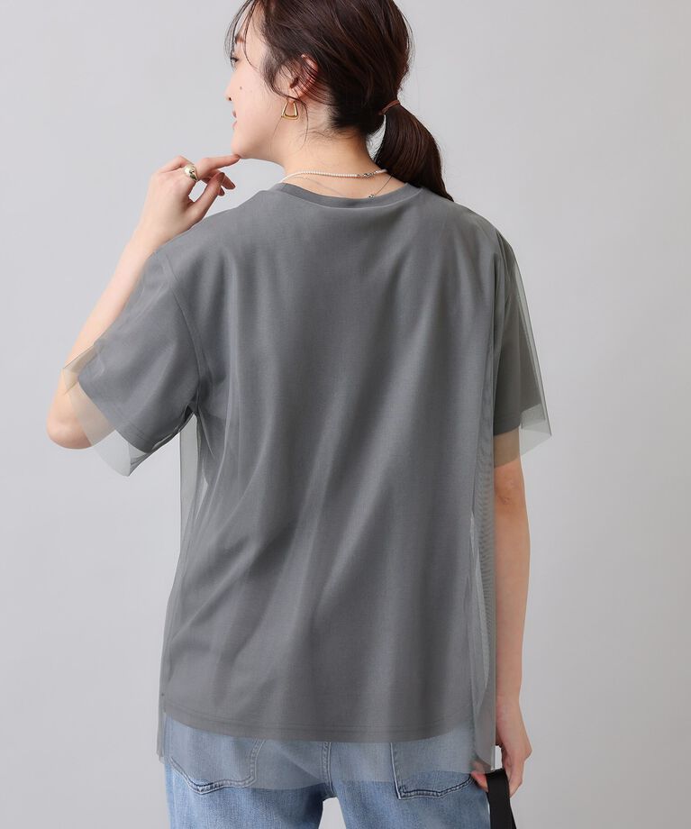 UNTITLED「【カジュアル／シアー】チュールロゴTシャツ」|Tシャツ・カットソー|