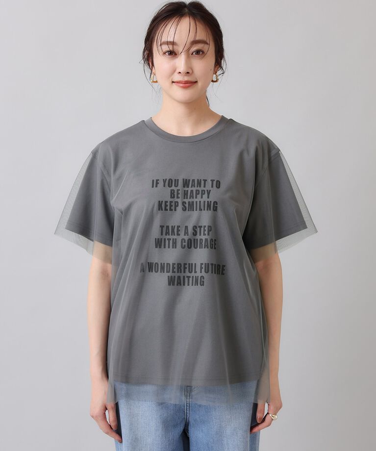UNTITLED「【カジュアル／シアー】チュールロゴTシャツ」|Tシャツ・カットソー|