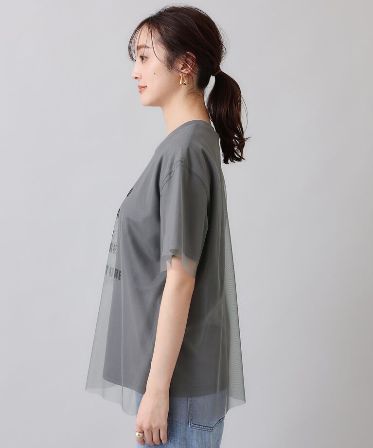 UNTITLED「【カジュアル／シアー】チュールロゴTシャツ」|Tシャツ・カットソー|