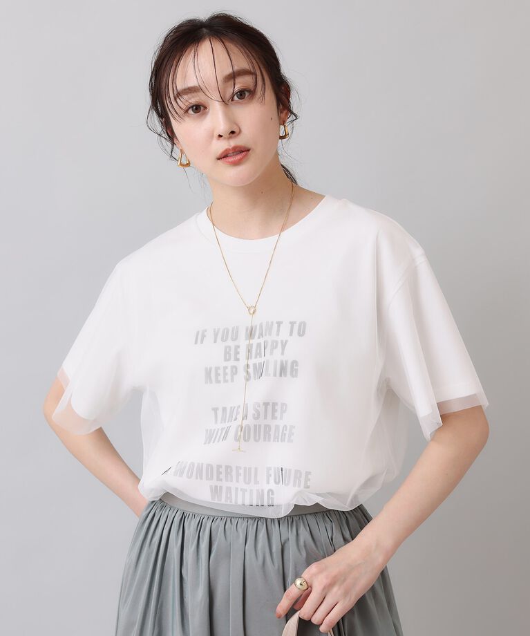 UNTITLED「【カジュアル／シアー】チュールロゴTシャツ」|Tシャツ・カットソー|