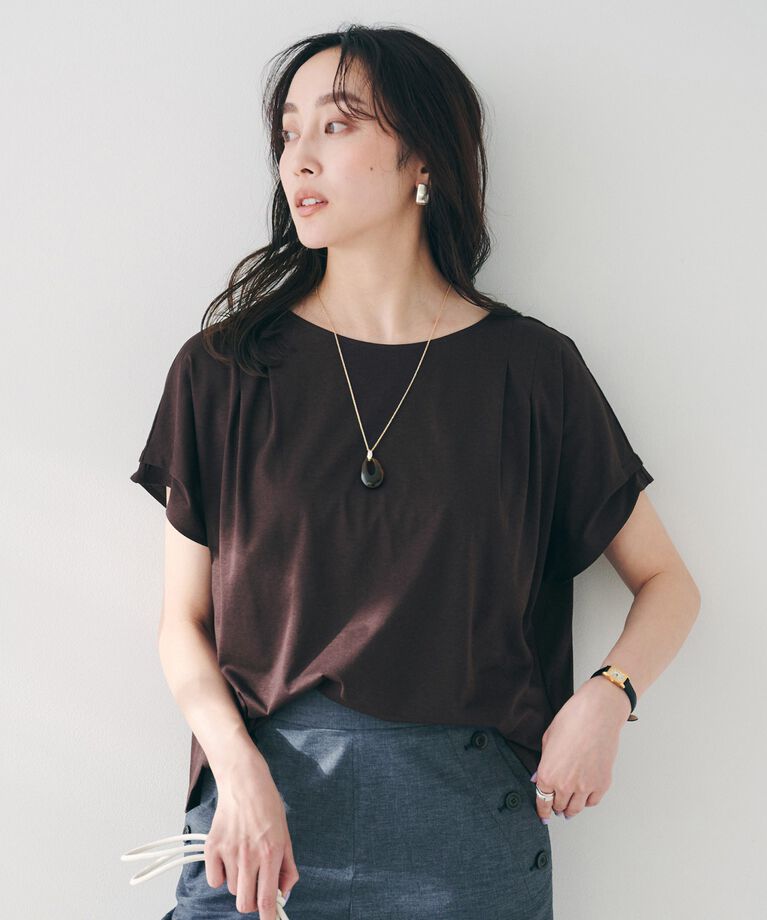 UNTITLED「【洗える】タック入りフレンチスリーブプルオーバー」|Tシャツ・カットソー|