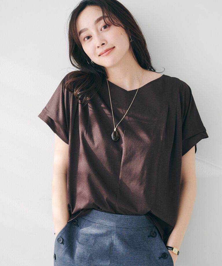 UNTITLED「【洗える】タック入りフレンチスリーブプルオーバー」|Tシャツ・カットソー|