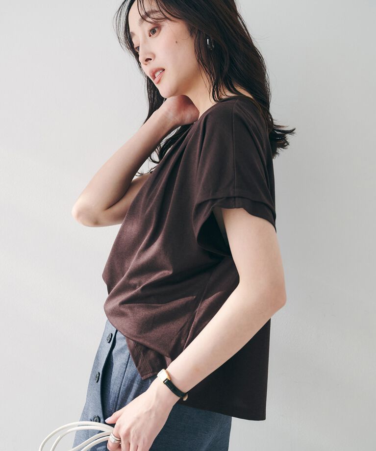 UNTITLED「【洗える】タック入りフレンチスリーブプルオーバー」|Tシャツ・カットソー|