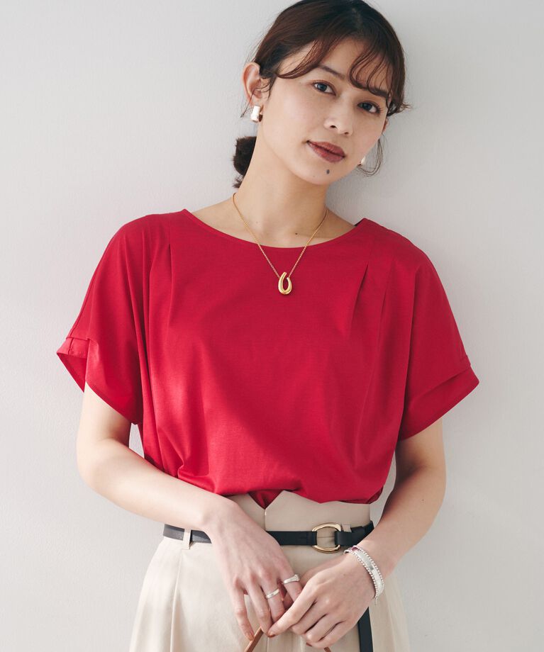 UNTITLED「【洗える】タック入りフレンチスリーブプルオーバー」|Tシャツ・カットソー|