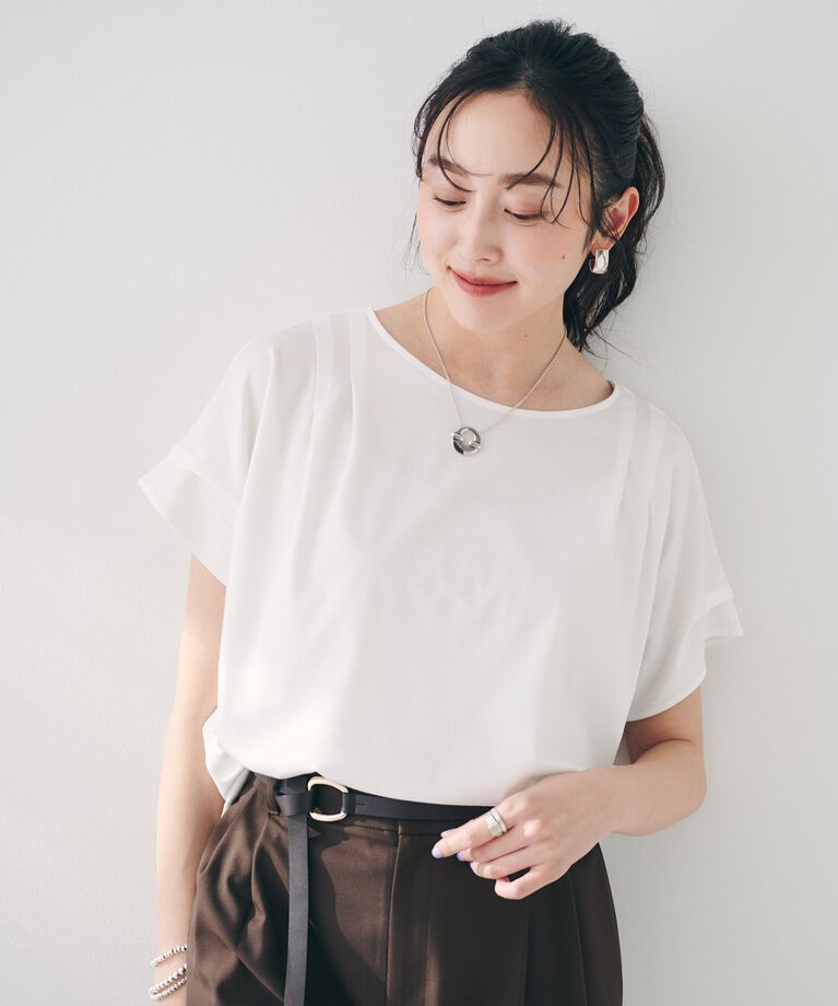 UNTITLED「【洗える】タック入りフレンチスリーブプルオーバー」|Tシャツ・カットソー|
