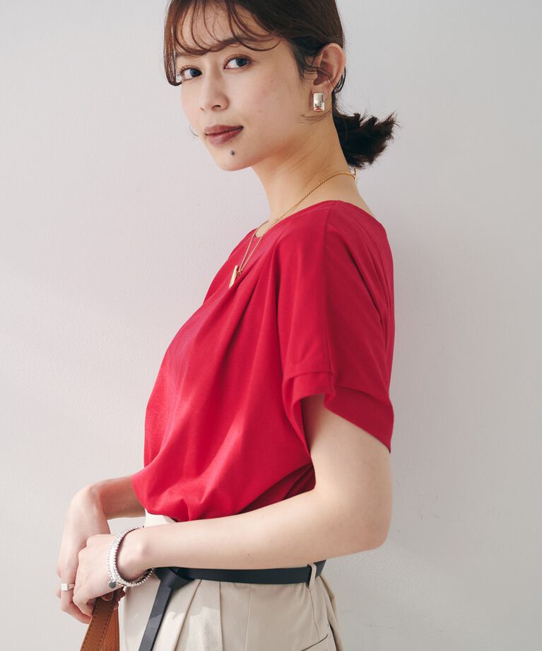 UNTITLED「【洗える】タック入りフレンチスリーブプルオーバー」|Tシャツ・カットソー|