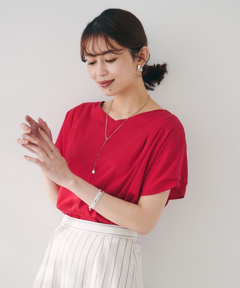UNTITLED「【洗える】タック入りフレンチスリーブプルオーバー」|Tシャツ・カットソー|