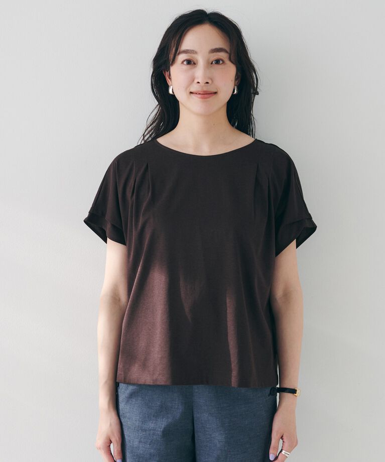 UNTITLED「【洗える】タック入りフレンチスリーブプルオーバー」|Tシャツ・カットソー|