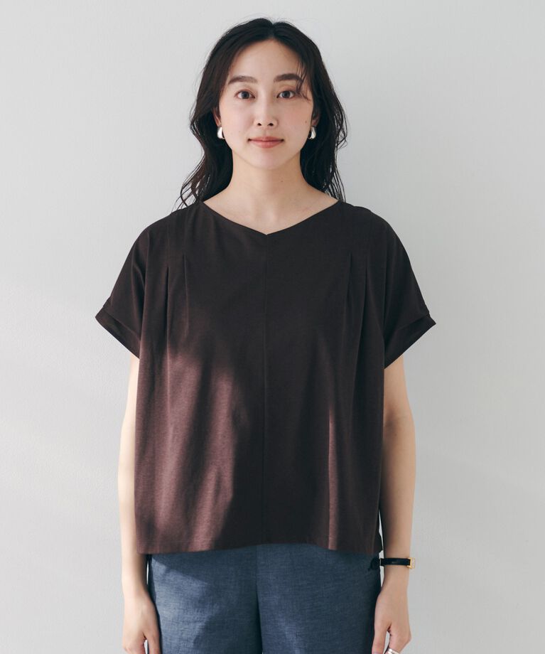 UNTITLED「【洗える】タック入りフレンチスリーブプルオーバー」|Tシャツ・カットソー|