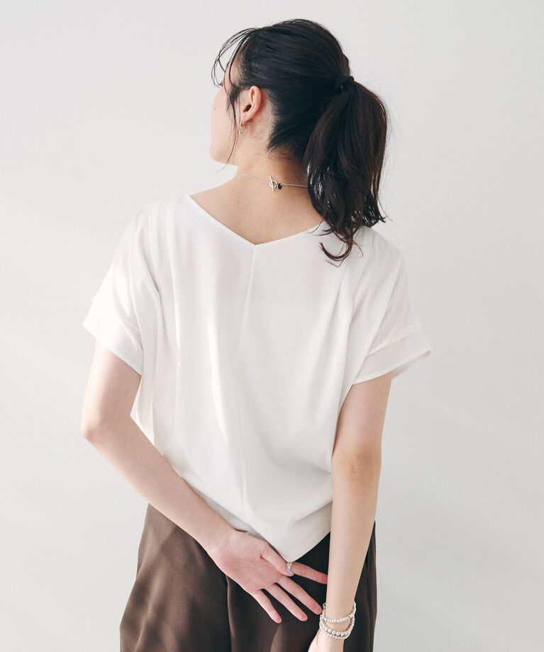 UNTITLED「【洗える】タック入りフレンチスリーブプルオーバー」|Tシャツ・カットソー|