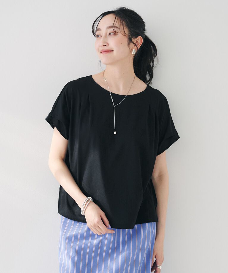 UNTITLED「【洗える】タック入りフレンチスリーブプルオーバー」|Tシャツ・カットソー|