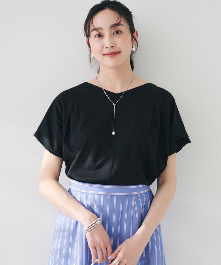 UNTITLED「【洗える】タック入りフレンチスリーブプルオーバー」|Tシャツ・カットソー|