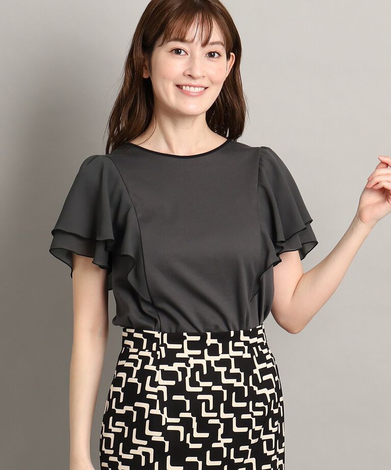 COUP DE CHANCE「【大人可愛い/洗える】フレアースリーブプルオーバー」|Tシャツ・カットソー|ディープグレー(01