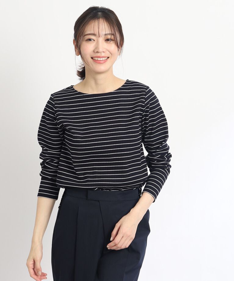 Reflect「【SALE/マシンウォッシュ】すっきりリブ風ボーダーカットソー」|Tシャツ・カットソー|