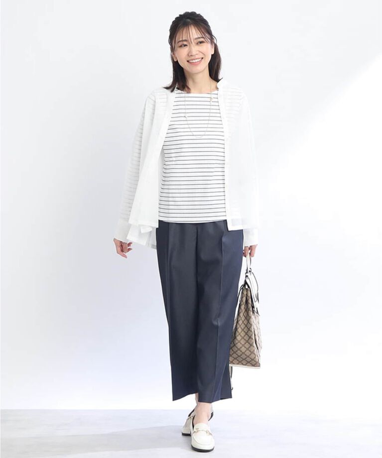 Reflect「【SALE/マシンウォッシュ】すっきりリブ風ボーダーカットソー」|Tシャツ・カットソー|