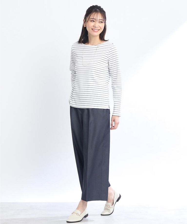 Reflect「【SALE/マシンウォッシュ】すっきりリブ風ボーダーカットソー」|Tシャツ・カットソー|