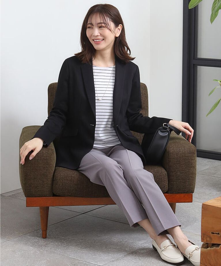 Reflect「【SALE/マシンウォッシュ】すっきりリブ風ボーダーカットソー」|Tシャツ・カットソー|