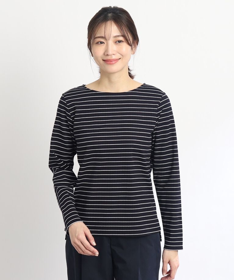 Reflect「【SALE/マシンウォッシュ】すっきりリブ風ボーダーカットソー」|Tシャツ・カットソー|
