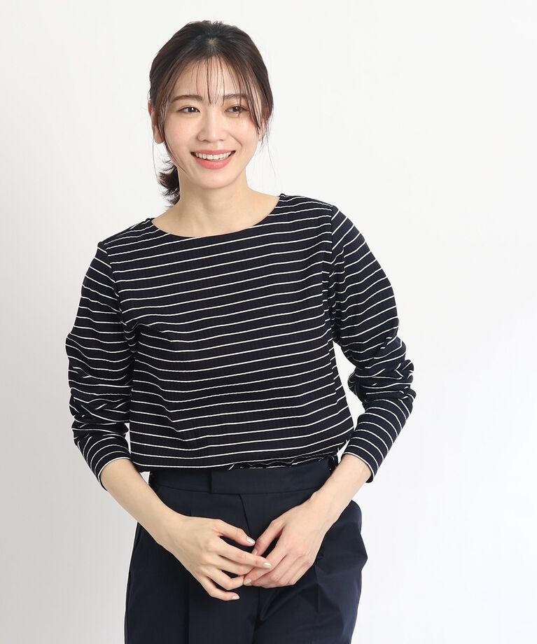 Reflect「【SALE/マシンウォッシュ】すっきりリブ風ボーダーカットソー」|Tシャツ・カットソー|ﾈｲﾋﾞｰ(394)
