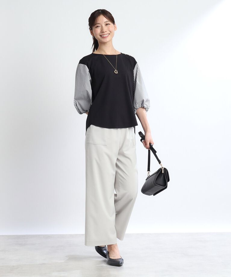 Reflect「【夏SALE／人気商品の夏バージョン！UVカット／接触冷感／洗える】ストライプスリーブカットソー」|Tシャツ・カットソー|