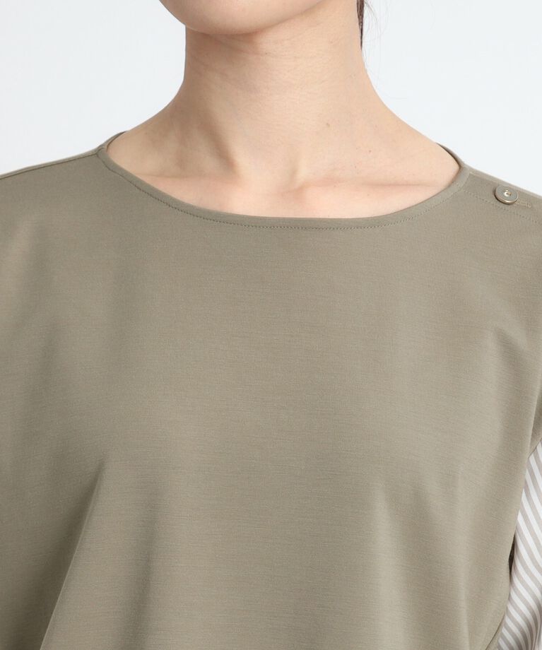 Reflect「【夏SALE／人気商品の夏バージョン！UVカット／接触冷感／洗える】ストライプスリーブカットソー」|Tシャツ・カットソー|