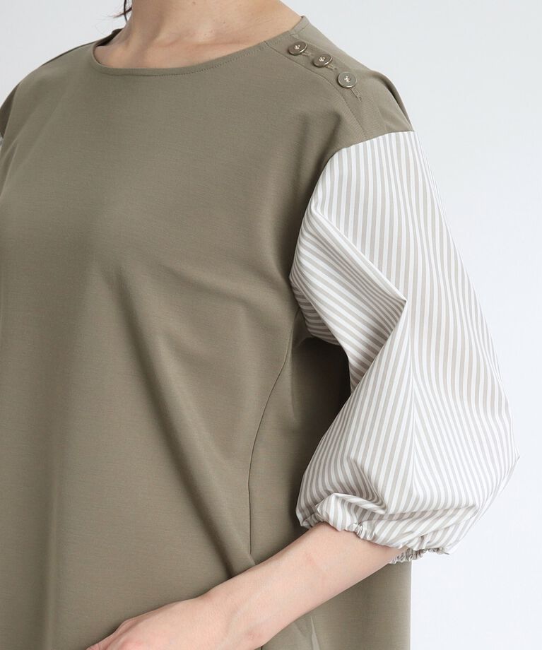 Reflect「【夏SALE／人気商品の夏バージョン！UVカット／接触冷感／洗える】ストライプスリーブカットソー」|Tシャツ・カットソー|