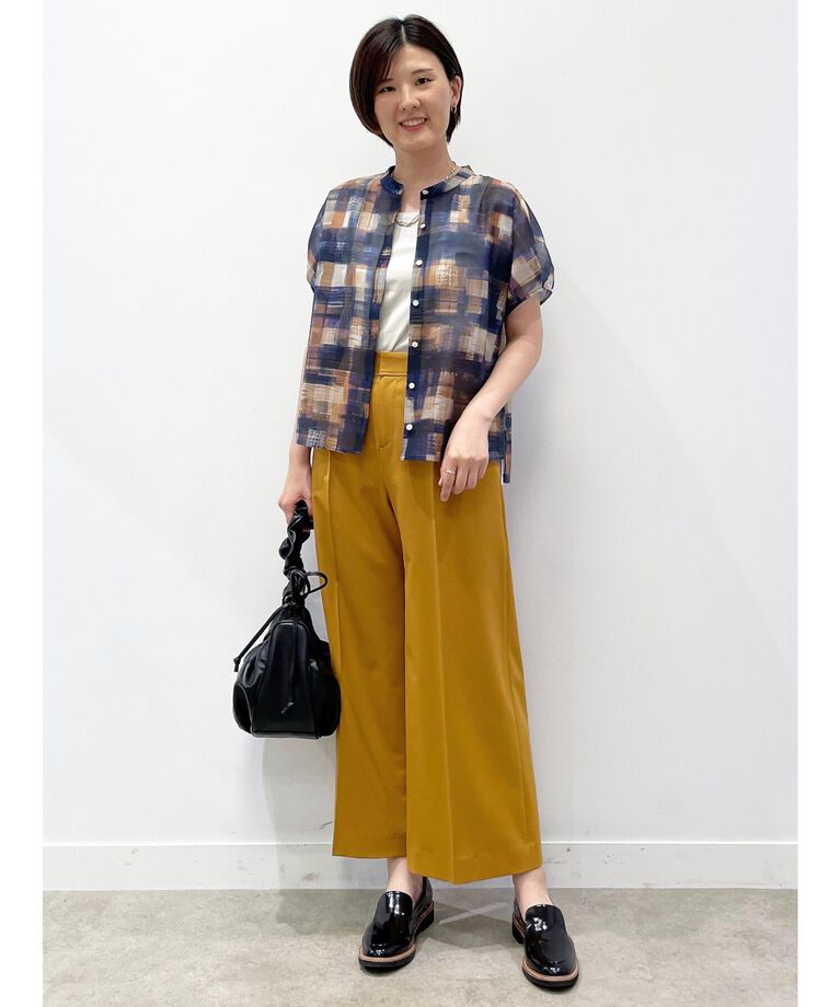 Reflect「【SALE／接触冷感／マシンウォッシュ可／セットアップ可能】シアーチェックブラウス」|シャツ・ブラウス|