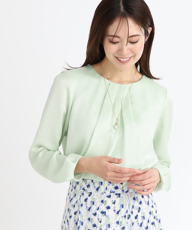Reflect「【春SALE／手洗い可】シアーシャドーストライプブラウス」|シャツ・ブラウス|ミントグリーン(02