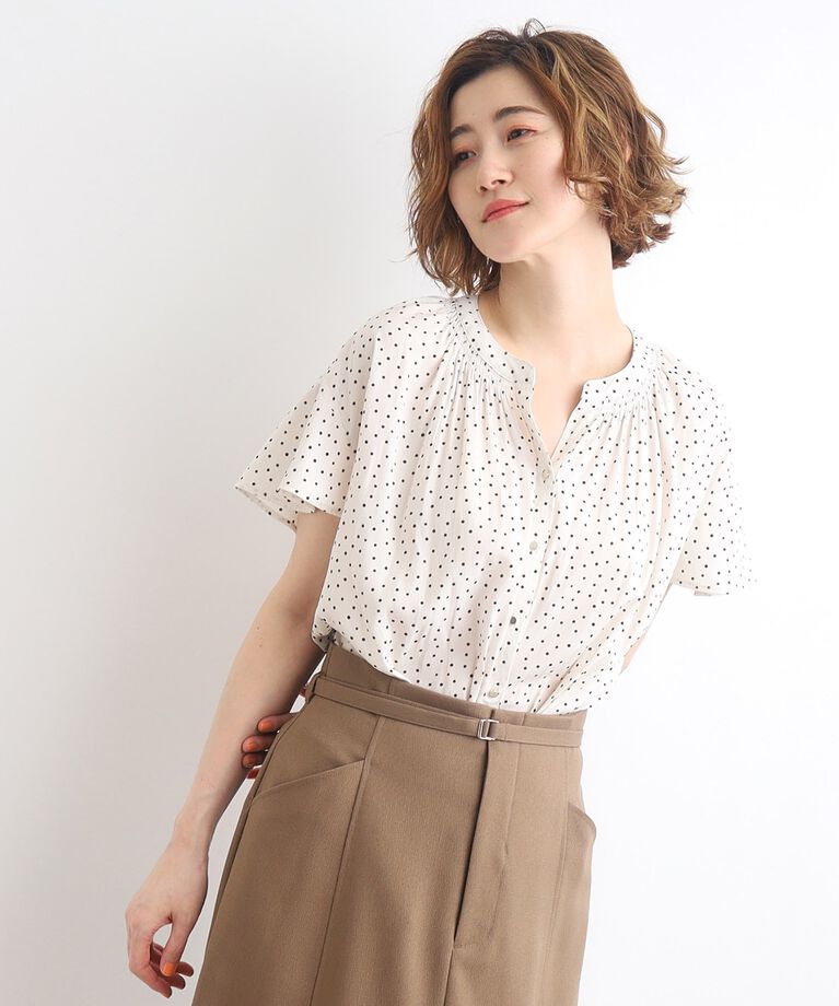 grove「＜ご自宅で洗える＞ヴィンテージサテンスキッパーブラウス」|シャツ・ブラウス|