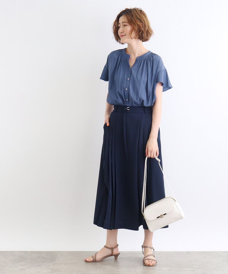 grove「＜ご自宅で洗える＞ヴィンテージサテンスキッパーブラウス」|シャツ・ブラウス|