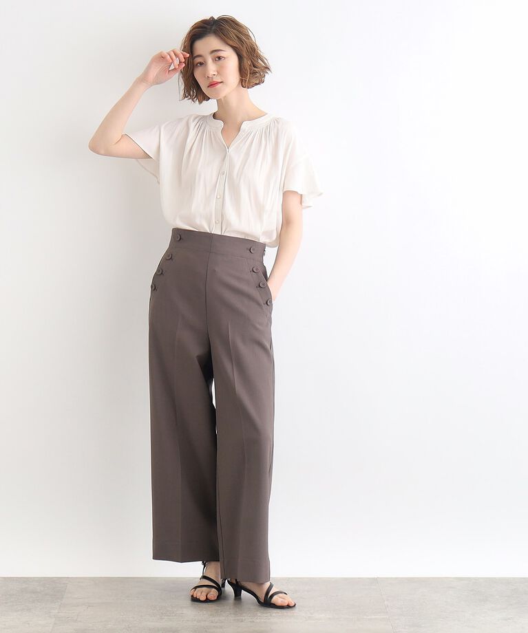 grove「＜ご自宅で洗える＞ヴィンテージサテンスキッパーブラウス」|シャツ・ブラウス|