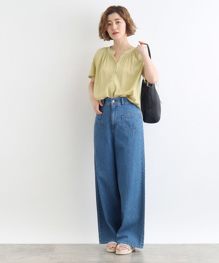 grove「＜ご自宅で洗える＞ヴィンテージサテンスキッパーブラウス」|シャツ・ブラウス|