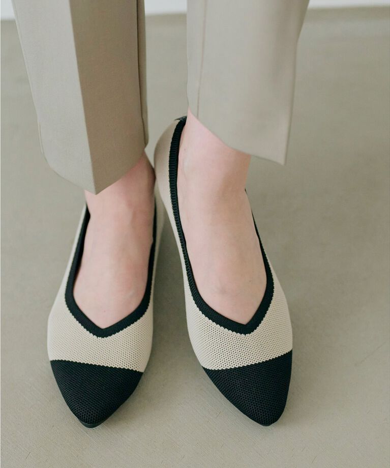 grove「【人間工学】洗えるニットパンプス」|その他|ブラック×ベージュ(