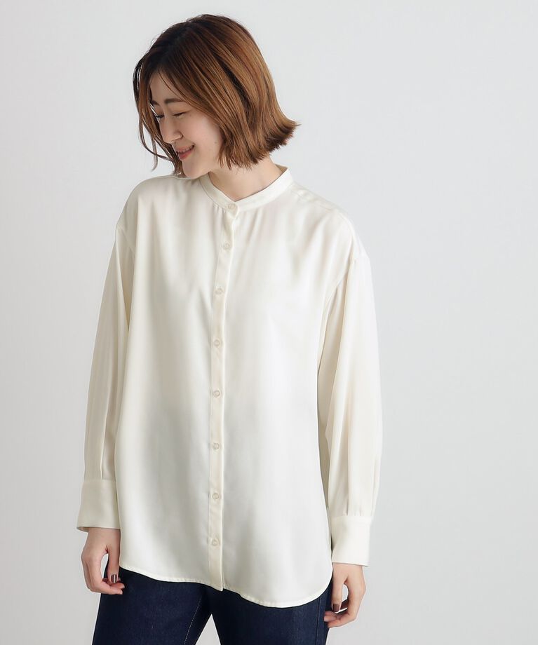 grove「とろみバンドカラーシャツブラウス」|シャツ・ブラウス|