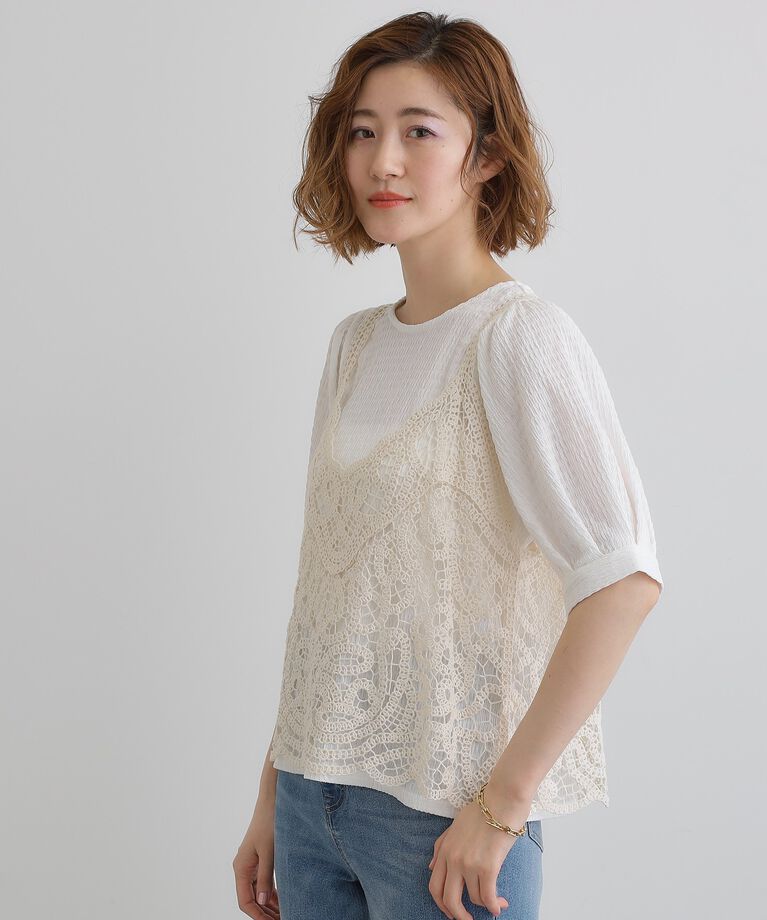 grove「1枚でお洒落に決まるレースビスチェ×ブラウスSET」|シャツ・ブラウス|